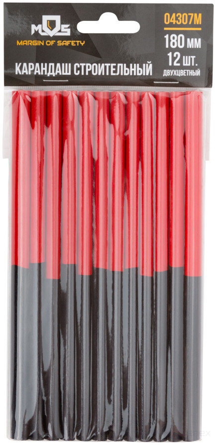 Construction pencils, 180 mm, 12 pcs., 2-color