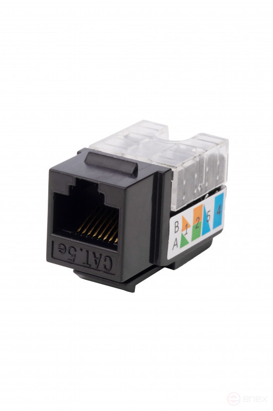 WRline WR-KJ-RJ45-C5E-90-SW-BK Keystone Jack Insert RJ-45, 90 degrees, Category 5e, unshielded, Type 110 seal, color black