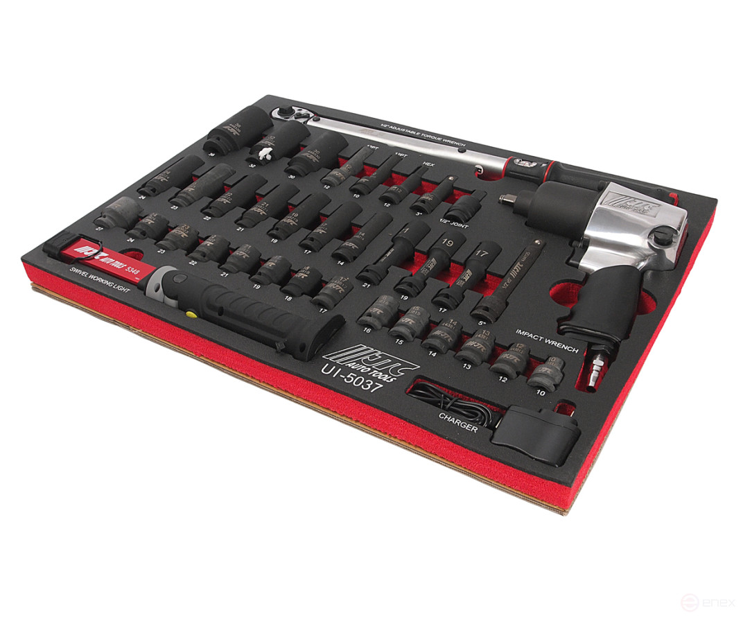 A set of 37 tire fitting tools in the JTC box