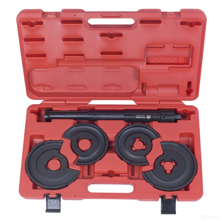 Стяжка амортизаторных пружин, центральная, кованая, дисковые держатели, кейс, 5 предметов МАСТАК 100-01005C