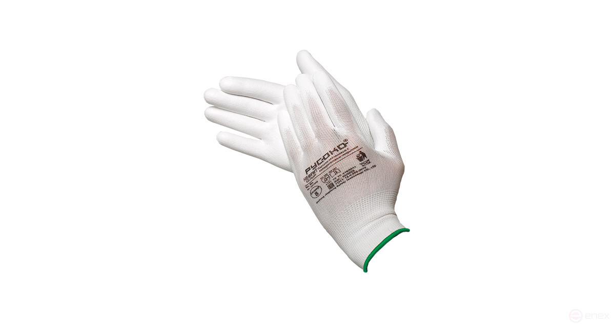 Nylon gloves Jade white with polyurethane coating 12 pairs, size 10(XL)