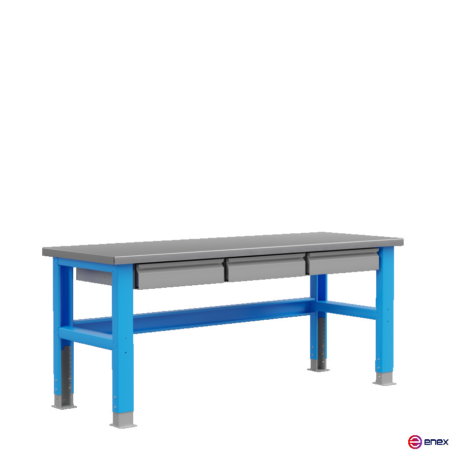 Industrial metal table 2000 mm. PLC (RAL5015 and RAL7037) 115003