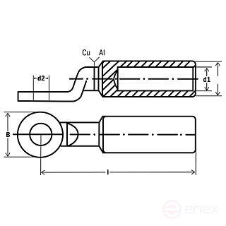 Aluminum-copper cable tip 240 M20