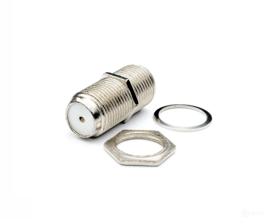 Переходник гнездо F - гнездо F "Бочка" с кольцом Ripo с никелевым напылением