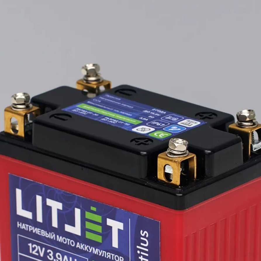 Натриевый стартовый мото аккумулятор 12V 3,9Ah 48Wh 80CCA YTX4A уни. плюс