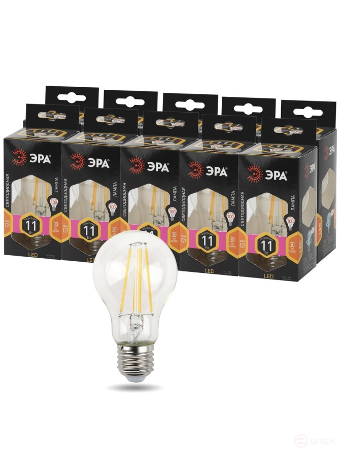 LED Lamp ERA F-LED A60-11W-827-E27 11W Filament Pear Warm White Light E27