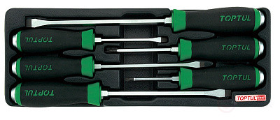 Набор отверток ударных крест и шлиц 6 пр., в ложементе TOPTUL GAAT0601