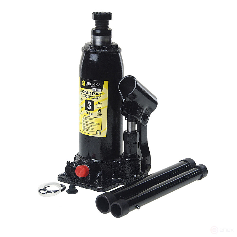 Hydraulic jack ER-80031 bottle with valve 3t, repair kit (lifting height 195-380mm) EUREKA /1/5