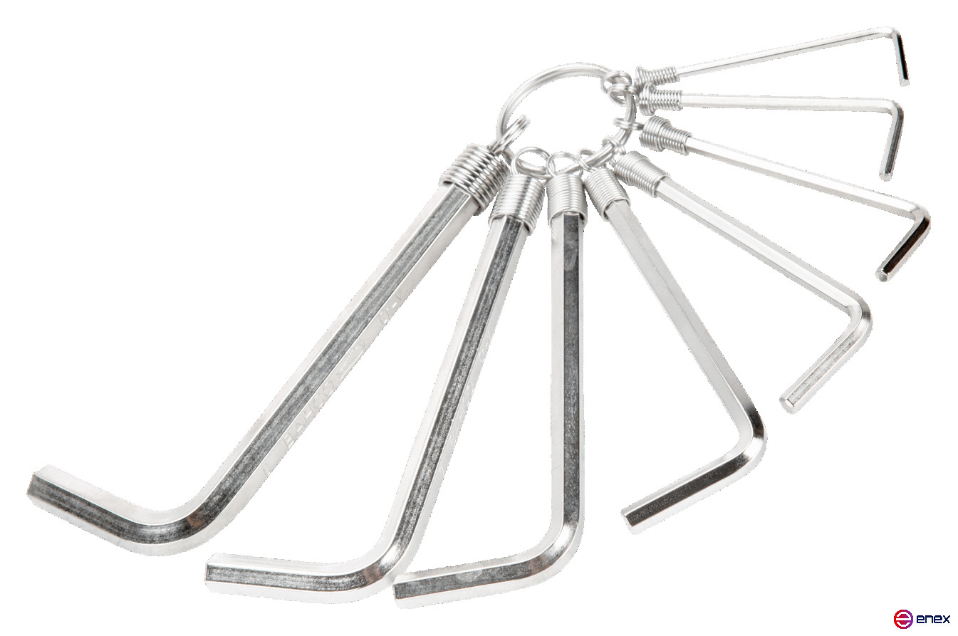 Набор шестигранных Г-образных ключей 2 - 8 мм, 8 шт, никелированные, на кольце