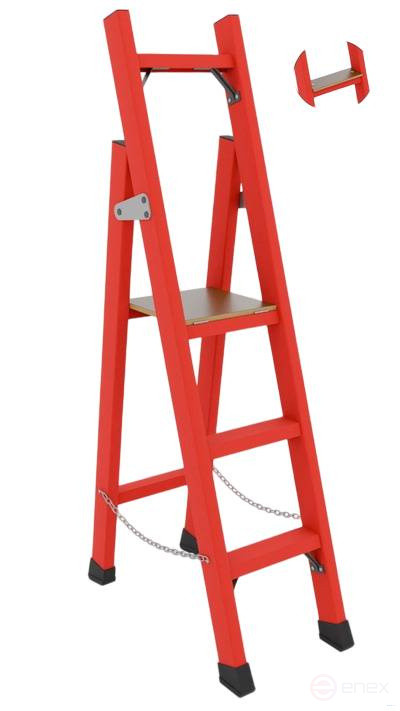 SSD-0.7TSH with symmetrical support dielectric fiberglass stepladder, Telecom, wide steps, h=1490mm, h work platform=750mm, step 3