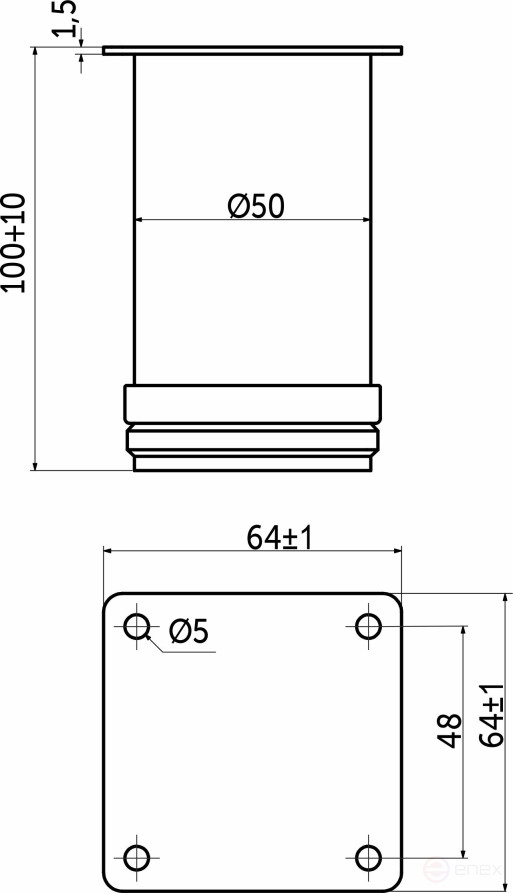 Опора меб. мет. d50 h100 с регул. белый AKS