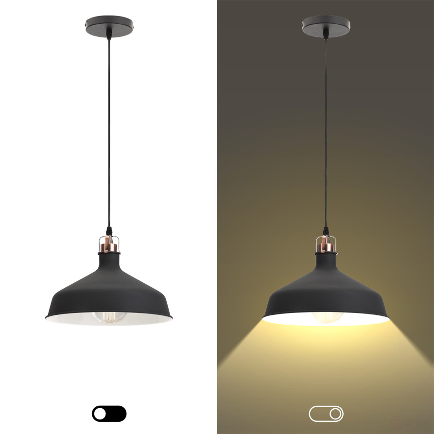 ERA PL2 BK/RC Pendant lamp for E27 lampshade height 200mm Suspension 780mm Black/copper