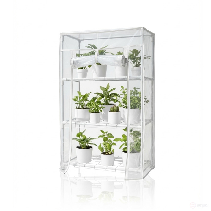 Greenhouse greenhouse on the windowsill Geoplastboard 46x24x75 cm 3 shelves color white