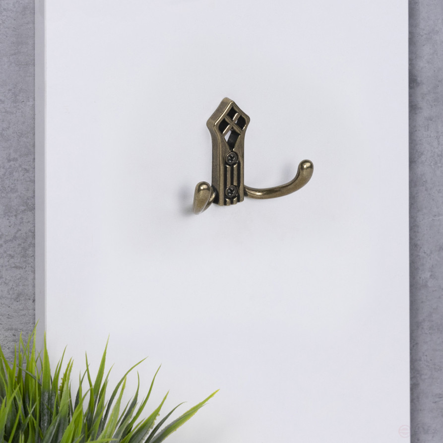 Hook metal two-horn metal PALAZZO antique brass AKS