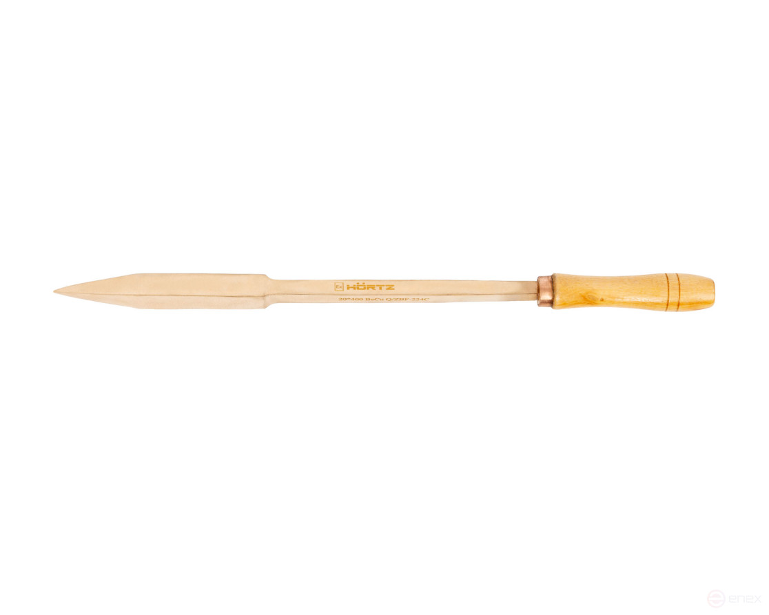 Triangular scraper 20x440 mm wooden handle intrinsically safe 224C-1002 BeCu, HORTZ