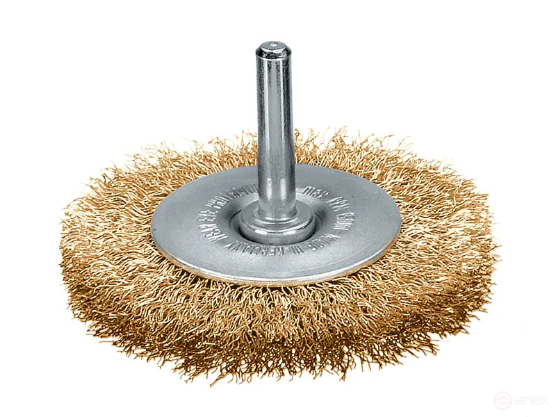 Щетка цилиндрическая гофрированная, Д80*13 мм, хвостовик 6 мм, латунированная гофрированная проволкоа STM 0,25 мм