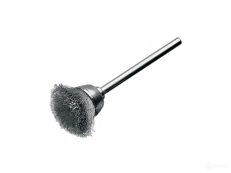 Щетка чашечная гофрированная, Д18 мм, хвостовик 3 мм, стальная гофрированная проволока STH 0,10 мм