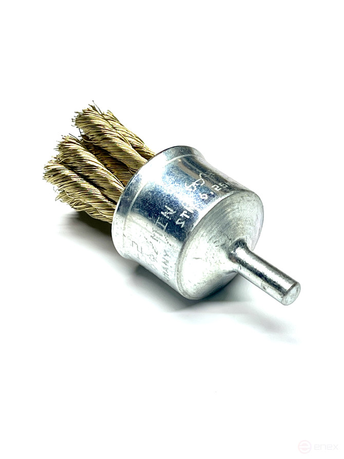 Щетка кисть жгутовая, Д22 мм, хвостовик 6 мм, 8 жгутов, латунировання прямая проволкоа STM 0,35 мм, длина рабочей части 28 мм