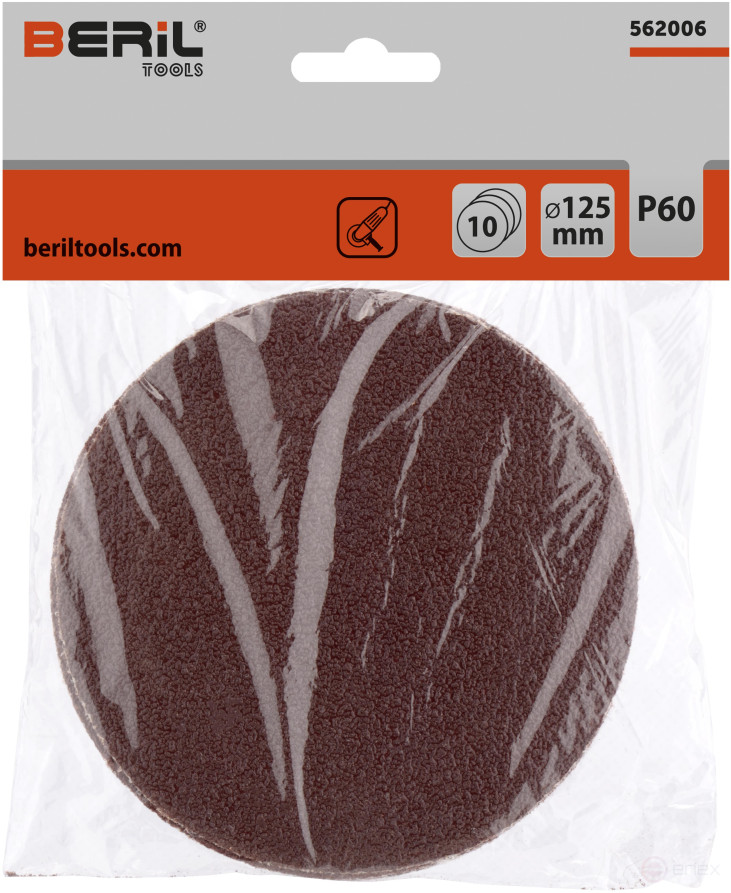 Waterproof sandpaper for Velcro P60 D125 (10 pcs) BERIL