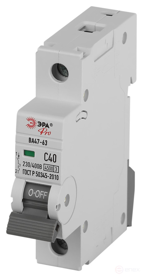 Автоматический выключатель ЭРА PRO VA63-1P40C4.5 ВА47-63 1P 40А кривая C 4,5кА