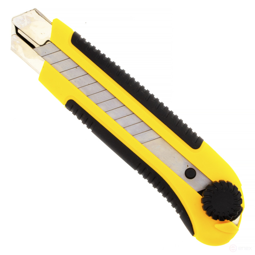 Нож канцелярский 25мм, фиксатор на ползуне, обрезин.корпус Чеглок (24/192)