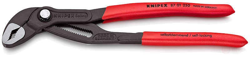 KNIPEX COBRA® клещи переставные с фиксатором, 50 мм (2"), под ключ 46 мм, L-250 мм, серые, 1-к ручки, держатель