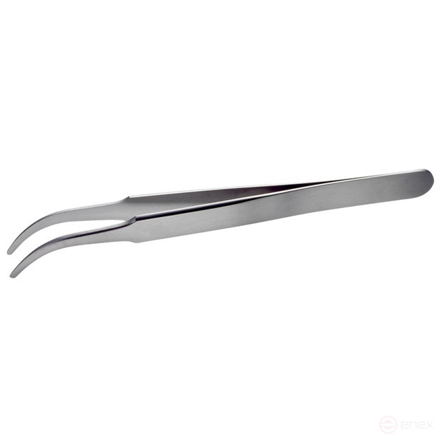 Высокоточный пинцет, с плоскими, закругленными, изогнутыми кончиками, нержавеющая сталь, антимагнитный, 120 мм