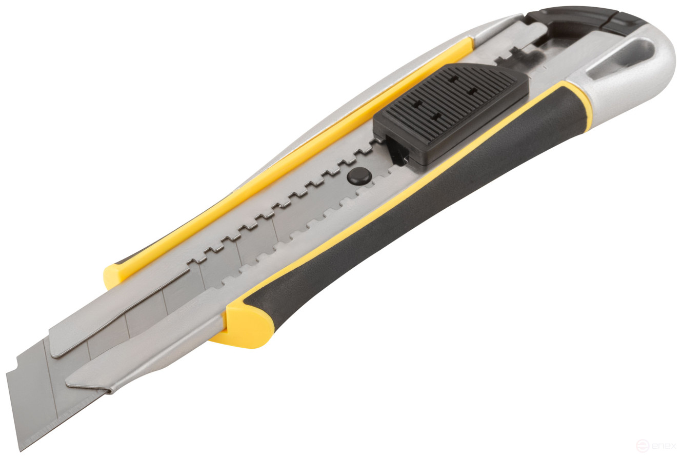 Нож технический 25 мм усиленный прорезиненный, дополнит. прижим