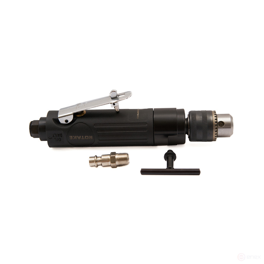 Air drill ROSSVIK RT-3808, 3/8" (10mm), 2500rpm, 130l/min, 6.2bar, 0.9kg. Cam clamp