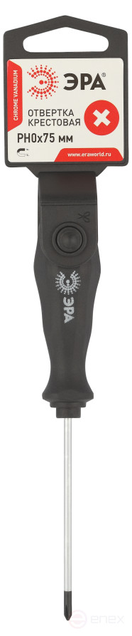 75PH0 Отвертка ЭРА PH 0х75 мм крестовая двухкомпонентная рукоятка