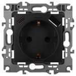Розетка ЭРА Серия 12 12-4108-05 2P+E 16A-250В со шторками с USB type-A+C 5В-3А антрацит