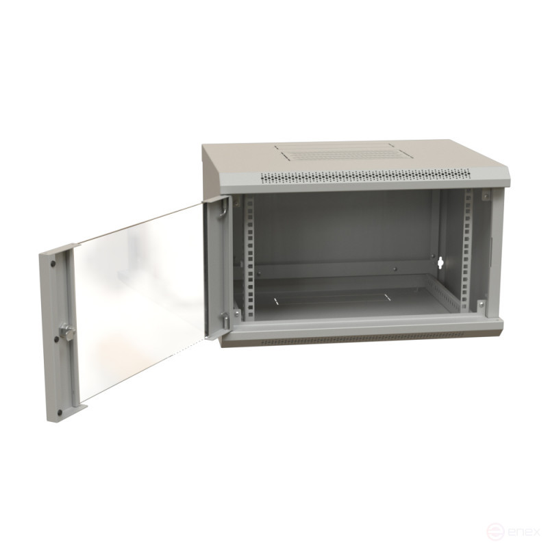 WRline WR-TW-0645-GP-RAL7035 Шкаф настенный 19-дюймовый (19"), 6U, 367x600х450мм, стеклянная дверь, цвет серый (RAL 7035) (разобранный)