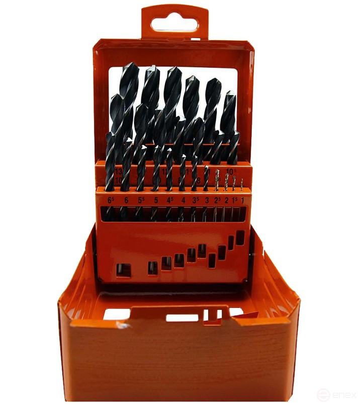 Metal drill set of 25 pieces 1-13 mm R6M5 metal case HORTZ