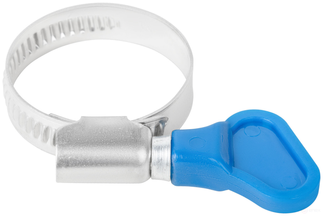 Knurled crimping clamp with key, 9 mm wide, stainless steelsteel 20-32 mm