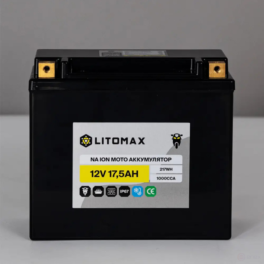 LITOMAX 12V 17.5Ah 217Wh YTX30H R Sodium Starter Motorcycle Battery+