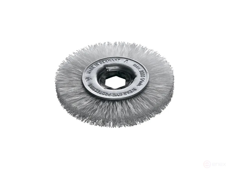 Щетка цилиндрическая гофрированная, Д100 мм, ширина 12 мм, нейлон РА 0,50 мм, гексагональное посадочное отверстие SW17