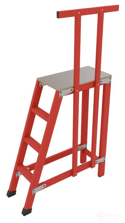SVP-1,0-PS fiberglass with vertical supports footrest h=1000mm, handrail, 3 wide steps, collapsible, platform 800x600mm