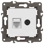 Розетка ЭРА Elegance 14-3110-01М RJ45+TV, белый матовый