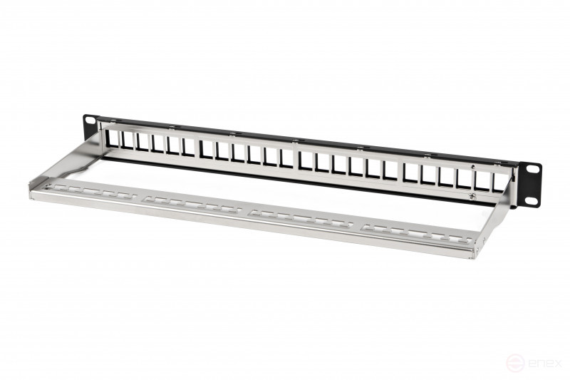 PPBL3-19-24-SH-RM Модульная патч-панель 19", 24 порта, Flat Type, 1U, для экранированных и неэкранированных модулей Keystone Jack (кроме KJ1-C2, KJ2-C5e, KJ2-C6), с задним кабельным организатором (без модулей)