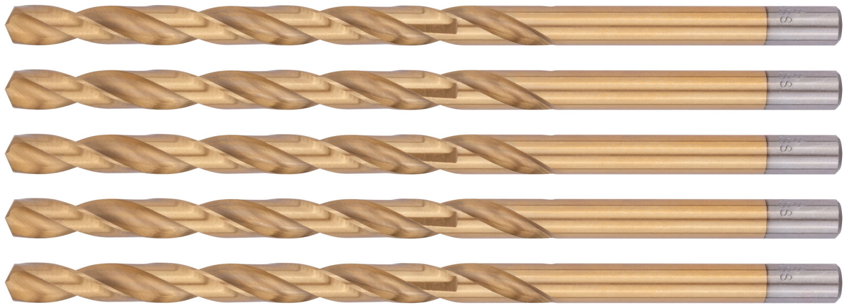 Сверла HSS по металлу, удлиненные, титановое покрытие 8,0х165 мм (5 шт.)