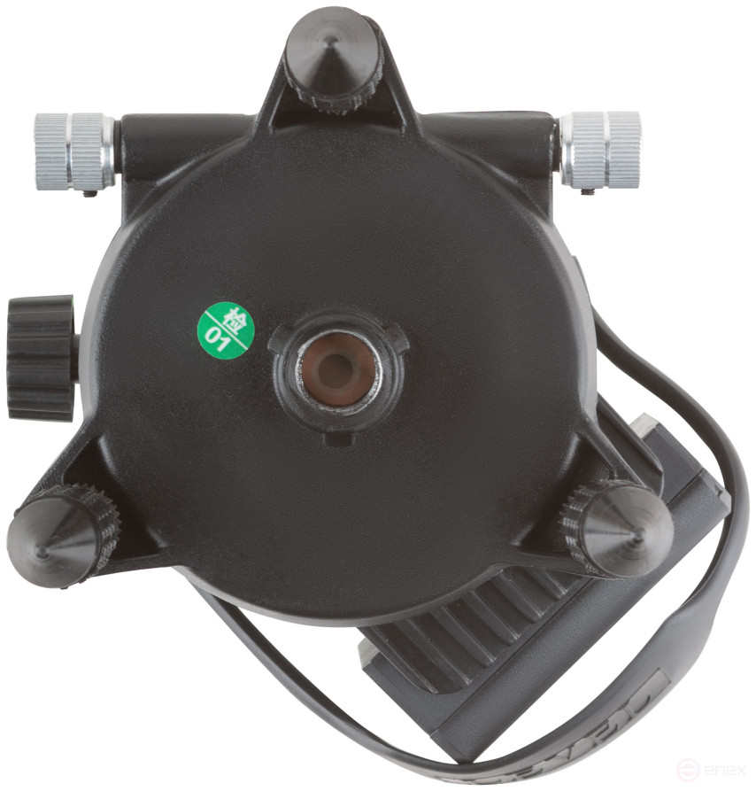 Уровень лазерный самоуспокаивающийся, зеленые лучи, крест, диапазон 10 м, Li-Ion аккум., 2 уровня яркости, без треноги, коробка