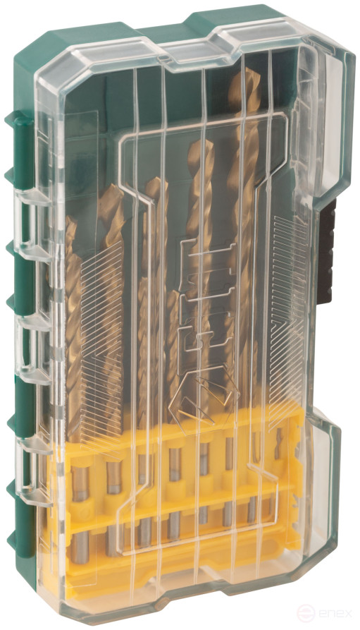 Набор сверл HSS по металлу, титановое покрытие, 13 шт. (1,5-2-2,5-3-3,2-3,5-4-4,5-5-5,5-6-6,5-8 мм)