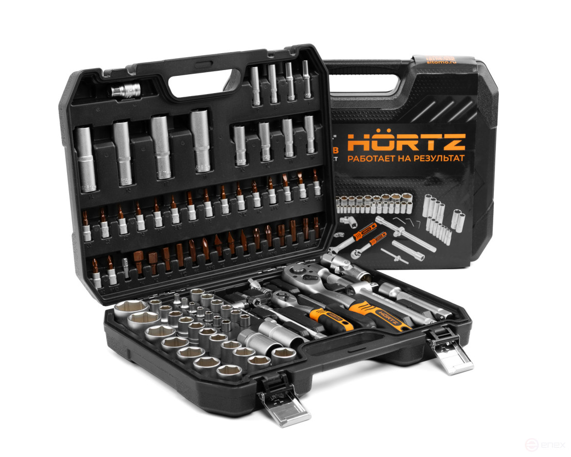 Набор инструментов 94 предмета 1/2" & 1/4", CRV, профессиональный в кейсе HORTZ 120395