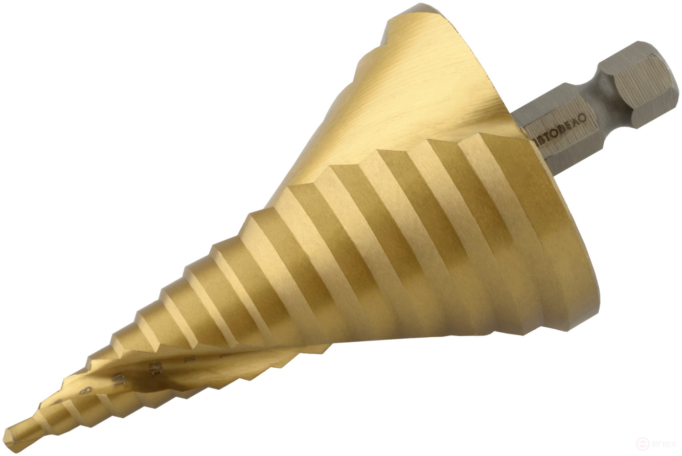 Spiral step drill bit 4.0-50.0 mm (15 steps, HEX3/8" shank) Avtodel 45750