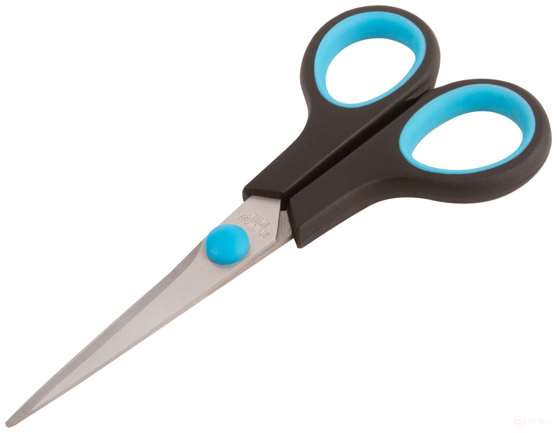 Household stainless steel scissors, rubberized handles, blade thickness 1.8 mm, 135 mm