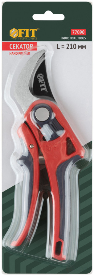 Profi pruner, overlapping cutting edges, opening adjustment, belt spring, rubberized. handles 210 mm