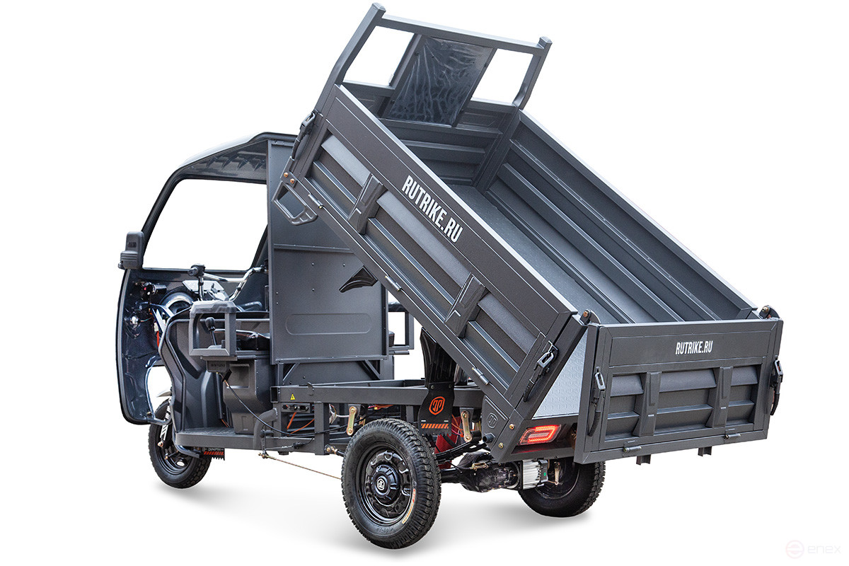 Грузовой электрический трицикл Rutrike D5 КАБИНА гидравлика 1700 60V1200W, черный-матовый