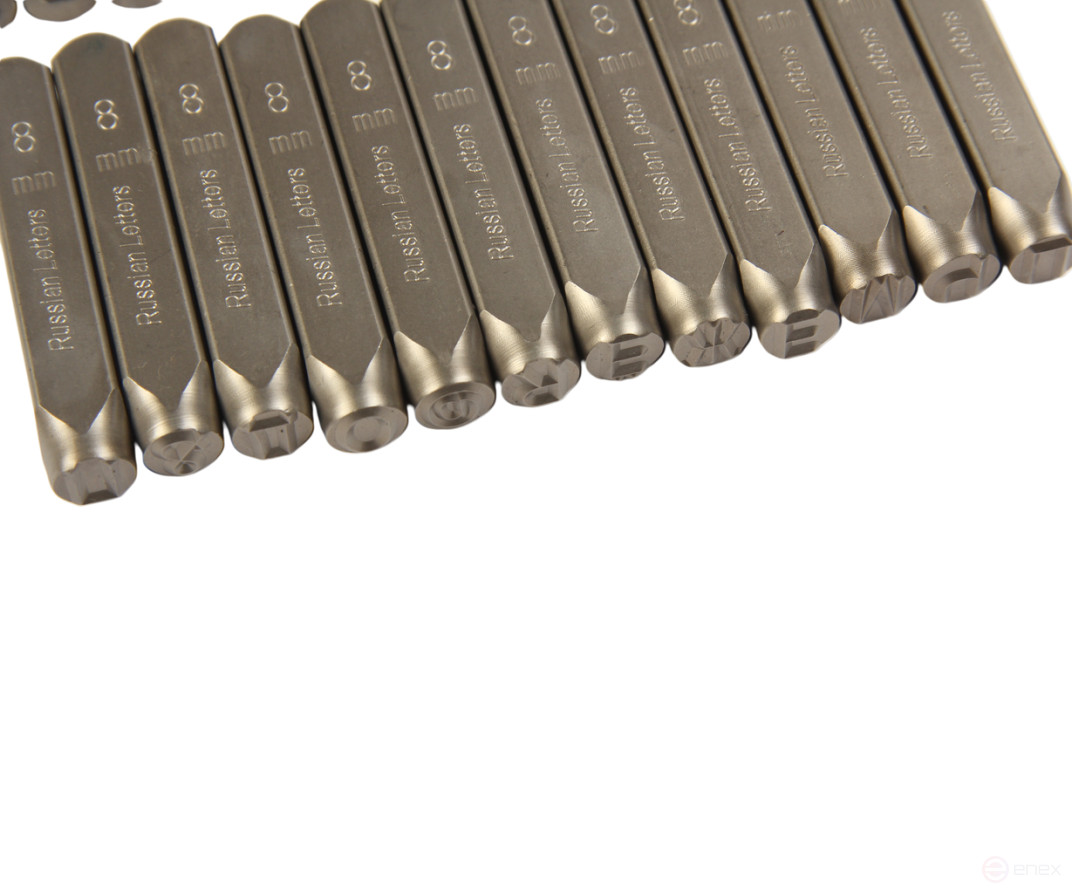 The stamps are letter Cyrillic 8mm (HRC 60+-2 degrees. DIN 1451) JTC