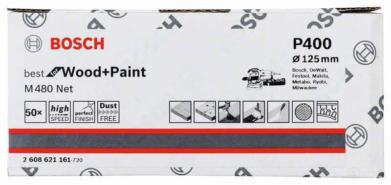 Шлифлист 125 mm, 400, 2608621161