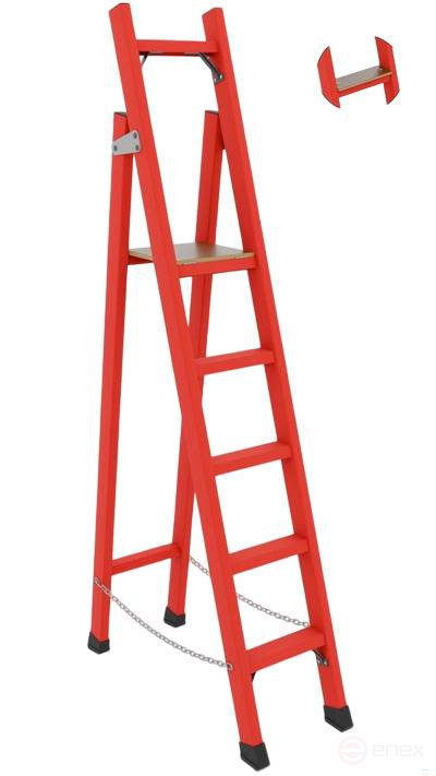 SSS-2,5W dielectric stepladder with symmetrical support, wide steps, h=2500mm, h of the working platform=1600mm, steps.5